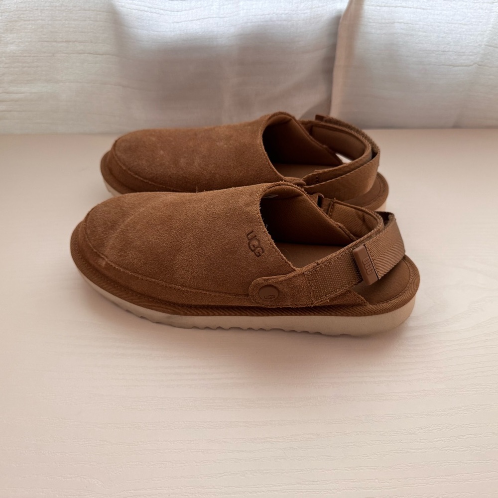UGG Chestnut Suede Slingback Clog Mules
